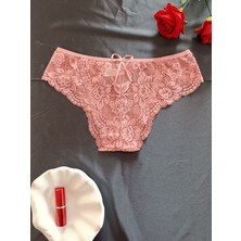 Zena Underwear Dina Gül Dantel Desenli Önü Fiyonklu Kadın Iç Çamaşırı Külot