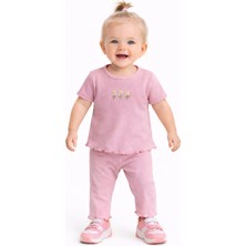 Chicsy Baby Kız Bebek Esnek Fırfırlı Tarz Çiçek Nakışlı Fitilli 2’li Takım