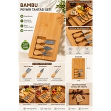 Myplas Bambu Peynir Tahtası Seti – 3’lü Bıçaklı Kahvaltı & Sunum Tabağı