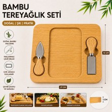 Myplas Bambu Peynir ve Tereyağı Sunum Seti – Bıçaklı Kahvaltılık Sunum Tabağı 27 cm