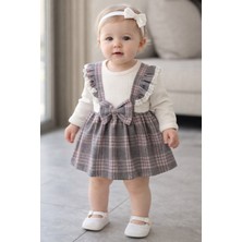 Chicsy Baby Tatlı Kız Bebek Ekose Jile Tarz Elbise Fiyonk Detaylı Fitilli B