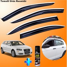 Caraks Audi A3 Hb Mügen Cam Rüzgarlığı Abs Nikelaj Krom Cam Rüzgarlığı 2004-2012 + Ebrayn Lastik Parlatıcı