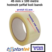 Toptantek Koli Bandı 45X100 Metre Şeffaf Hotmelt Koli Bandı 6 Adet