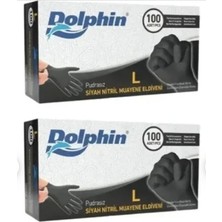 Dolphin Çok Amaçlı Siyah Nitril Eldiven (L) 100LÜ Paket 2 Adet (Gıdaya Uygun)