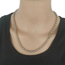 Tamgacrafts 3mm Paslanmaz Çelik Top Boncuk Kolye Zincir 60 cm Orta Uzunluk Unisex