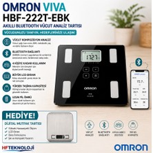 Omron Vıva HBF-222T-EBK Akıllı Bluetooth Vücut Analiz Baskülü + Dijital Mutfak Terazisi Hediye