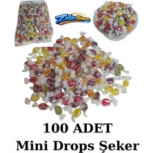 Emrah Gültekin 100 Adet Mini Drops Şeker Karışık Aromalı Bonbon Şeker Bayramlık Okulda Dağıtmalı Hediye Paketli Şekerleme