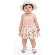 Chicsy Baby Tatlı Kız Bebek Limon Desenli Tarz Etekli Takım Şapkalı 3’lü Kombin Içi Zıbınlı