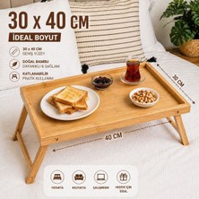 Myplas Bambu Katlanır Yatak Tepsisi – Ayaklı Kahvaltı & Laptop Servis Sehpası 30X40 cm
