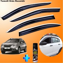 Caraks Peugeot 2008 Mügen Cam Rüzgarlığı Abs Nikelaj Krom Cam Rüzgarlığı 2012-2019 +Ebrayn Lastik Parlatıcı