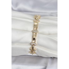 Youday Accessories Pirinç Gold Renk Zirkon Taşlı Kadın Bileklik