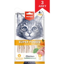 Wanpy Tavuklu Balkabaklı ve Kara Lahanalı Krema Kedi Ödül Maması 14 gr x 5'li 3 Adet