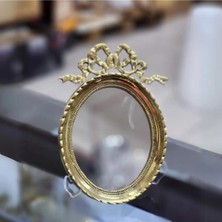 Betonique Stone Pirinç Fiyonk Dikey Oval Ayna 17CM