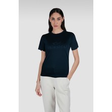 Paul & Shark Kadın Normal Kalıp Yuvarlak Yakalı Logo Detaylı Kısa Kollu Lacivert T-Shirt 25451002-013
