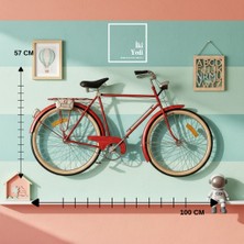 İki Yedi Konsept Riquel Kırmızı Bisiklet Metal Duvar Pano 100X57 cm Ev Ofis Cafe Genç Odası Çok Amaçlı Duvar Dekoru