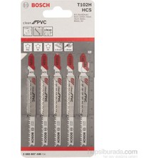 Bosch - Temiz Kesim Serisi PVC İçin T 102 H Dekupaj Testeresi Bıçağı - 5'Li Paket