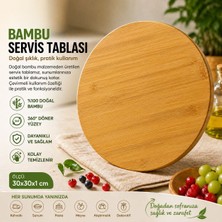 Myplas 360° Döner Bambu Sunum Tabağı – Kahvaltı & Peynir Servis Tabağı 30 cm
