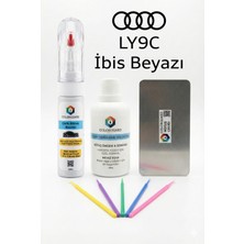 Colorguard Audi LY9C Ibis Beyazı Iğneli ve Fırçalı 2 Si 1 Arada Rötuş Boyası Yüzey Temizleme Solüsyonu Profesyonel ve Çapaksız Rötuş Çeliği 5'li Uygulama Çubuğu Seti