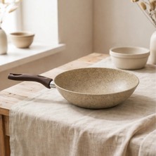 Falez Creamy Granit Wok Tava 28 Cm