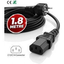 Derwell 1.8 Metre 1.8mt Power Güç Kablosu C13 3pinli Monitör Bilgisayar Baskül Tarzı Cihazı Psu Elektrik 220 V Güç Kablosu