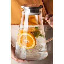 Meturas 1800ML Dayanıklı Vakumlu Cam Sürahi Metal Süzgeç ve Kapaklı