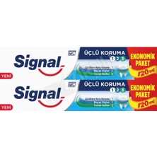 Signal Üçlü Koruma Diş Macunu 2'li 120 ml + 120 ml Çürükler Karşısında Etkili Ferah Nefes