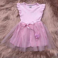 Retro Women Kız Çocuk Pembe Fırfırlı Tül Etekli Doğum Günü Özel Gün Günlük Prenses Sevimli Şık Elbise