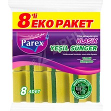 3 Adet Parex Klasik Yeşil Sünger Oluklu 8'li