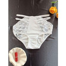 Zena Underwear Shay Dantelli Yüksek Bel Yanları Ip Detaylı Kadın Iç Çamaşırı Külot