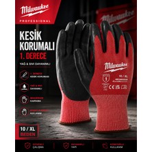 Milwaukee Siyah Kırmızı Yağa Dayanıklı Tam Nitril Kaplama Iş Eldiveni  T4932493225-3226 / T493249322