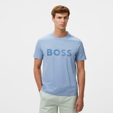 Boss Tee Tape Logo Erkek Mavi T-Shirt