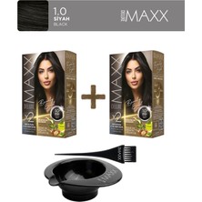 Maxx Deluxe 2'li Paket Beauty Expert Set Boya 1.0 Siyah, Boya Tası ve Fırça Hediye!