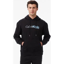 Calvin Klein Terry Cursive Graphic Erkek Siyah Sweatshirt