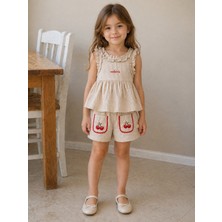 Miela Kids Fırfırlı Cherry Bluz ve Şort Takım
