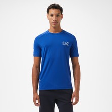 Ea7 Erkek Mavi Bisiklet Yaka T-Shirt