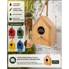 WoodBay El Yapımı Çam Ağacı Kuş Evi – Vernikli / Renkli Seçenekli – Suya Dayanıklı – Bahçe & Balkon Dekoratif Kuş Yuvası – (22X16X19 Cm)