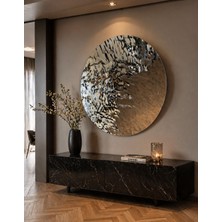 Velora Living 100 cm Gümüş Renk Geometrik Metal Duvar Panosu Modern Lüks Dekor