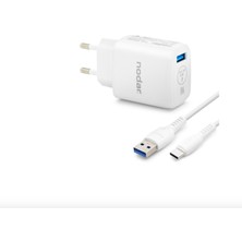 Dorasan Type-C Qc 3.0 Hızlı Şarj Seti 18W 3.4A USB Adaptörlü - Beyaz