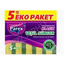 3 Adet Parex Klasik Yeşil Sünger Düz 5'li