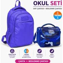 Coral High Lavanta Üç Bölmeli Okul Sırt Çantası 14402+ Kamuflaj Desenli Thermo Beslenme Çantası 22789