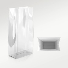 Omeyva Kare Tabanlı Şeffaf Torba Poşet - 7,5 x 5 x 21 Cm. - 250 Adet