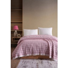 Miracolo Home Pembe Müslin 4 Katlı Yatak Örtüsü Pike Tek Kişilik Pamuklu Pike 170X205