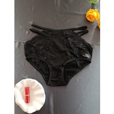 Zena Underwear Shay Dantelli Yüksek Bel Yanları Ip Detaylı Kadın Iç Çamaşırı Külot