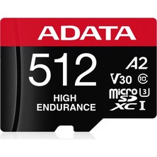 Adata 512 GB High Endurance Microsdxc 4K U3 V30 A2 Hafıza Kartı