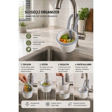 Evolis Kitchen 1 Adet Mutfak Lavabo Çöp Sepeti - Süzgeçli Organizeri Süzgeç Beyaz Lavabo Süzgeci