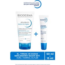 Bioderma Atoderm Kuru Cilt Onarıcı Nemlendirici El&Tırnak Bakım Kremi 50 Ml & Nemlendirici Dudak Kremi 15 Ml