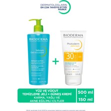 Bioderma SebiumCiltler Yüz Temizleme Jeli 500ml & Photoderm Akn Mat Güneş Kremi 150ml