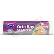 3 Adet Parex Ekonomik Büzgülü Vanilya Kokulu Çöp Torbası Orta-15'li x 25