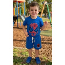 Lucco Örümcek Adam Yazı Baskılı Şort Tshirt Ikili Takım