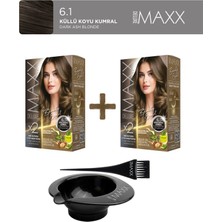 Maxx Deluxe 2'li Paket Beauty Expert Set Boya 6.1 Küllü Koyu Kumral, Boya Tası ve Fırça Hediye!